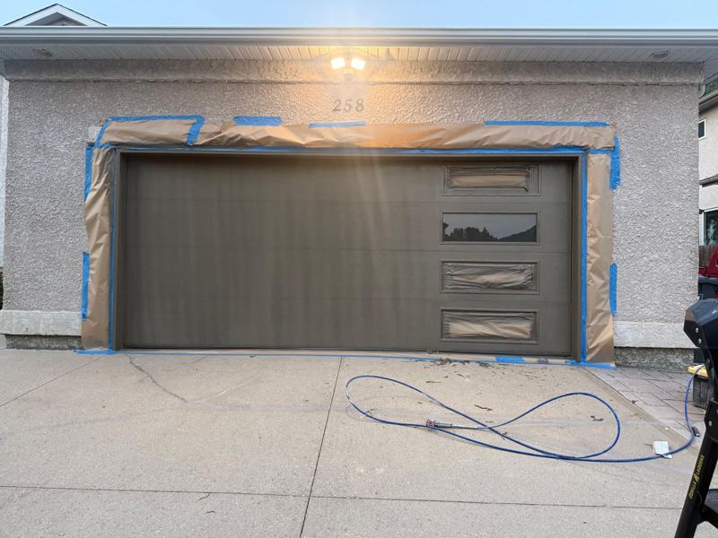 Charcoal garage door with side windows